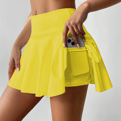 Sixsr  Solid Color Sports Skorts With Phone Pocket, Tennis Golf Yoga Active Skirts, Women's Activewear