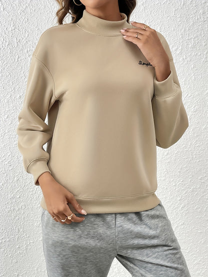 Sixsr Letter Print Drop Shoulder Pullover Sweatshirt, Casual Long Sleeve Crew Neck Sweatshirt For Fall & Winter, Women's Clothing