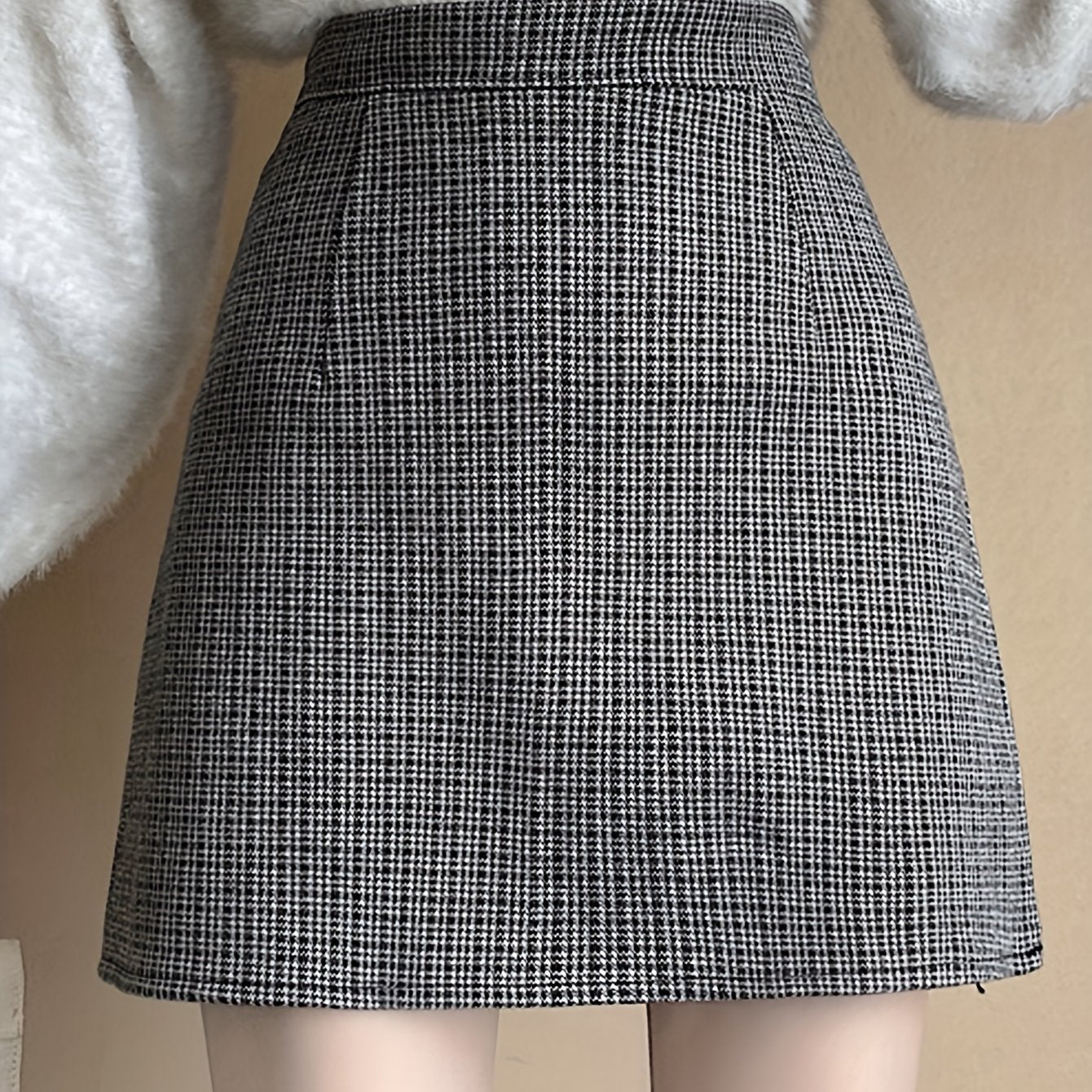 Sixsr Allover Pattern High Waist Skirt, Casual A Line Mini Skirt For Fall & Winter, Women's Clothing