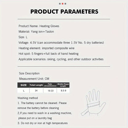 Smart Touch Screen Winter Gloves with 3 Heat Levels, Touch Control Heating, Woven Polyester, Pull-on Closure, Hand Washable, for Outdoor Sports, Skiing, Motorcycle Riding, Running, Hiking, Hunting, Fishing - Christmas, Halloween, New Year, Valentine's Day