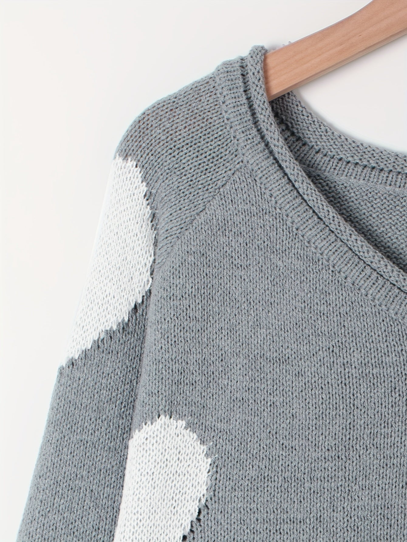 Sixsr Heart Pattern Crew Neck Pullover Sweater, Casual Long Sleeve Raglan Shoulder Sweater, Women's Clothing