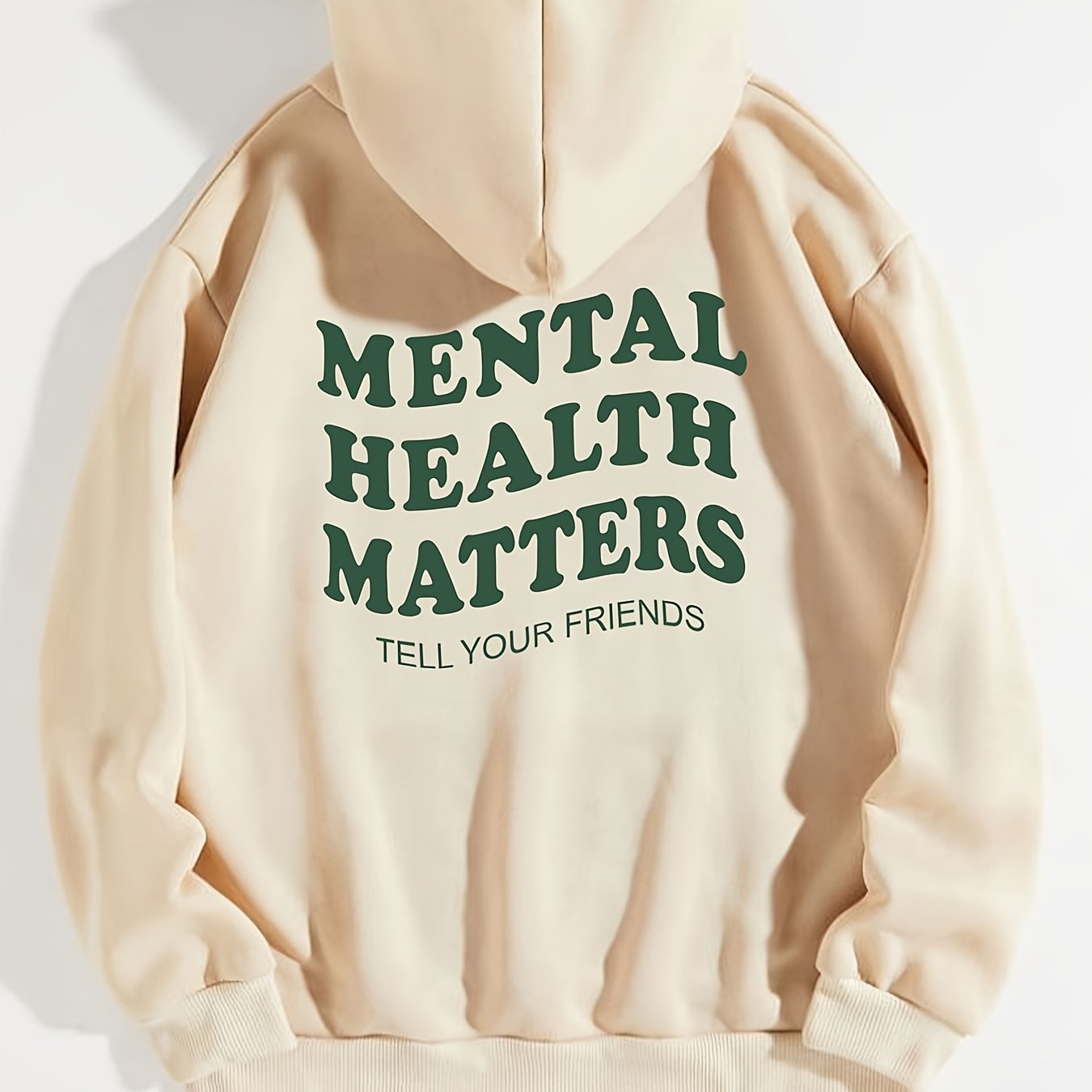 Sixsr Mental Health Matters Print Hoodies, Drawstring Kangaroo Pocket Casual Sweatshirt For Winter & Fall, Women's Clothing