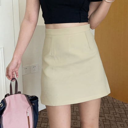 Sixsr Solid High Waist Skirt, Casual Zipper Mini Skirt, Women's Clothing