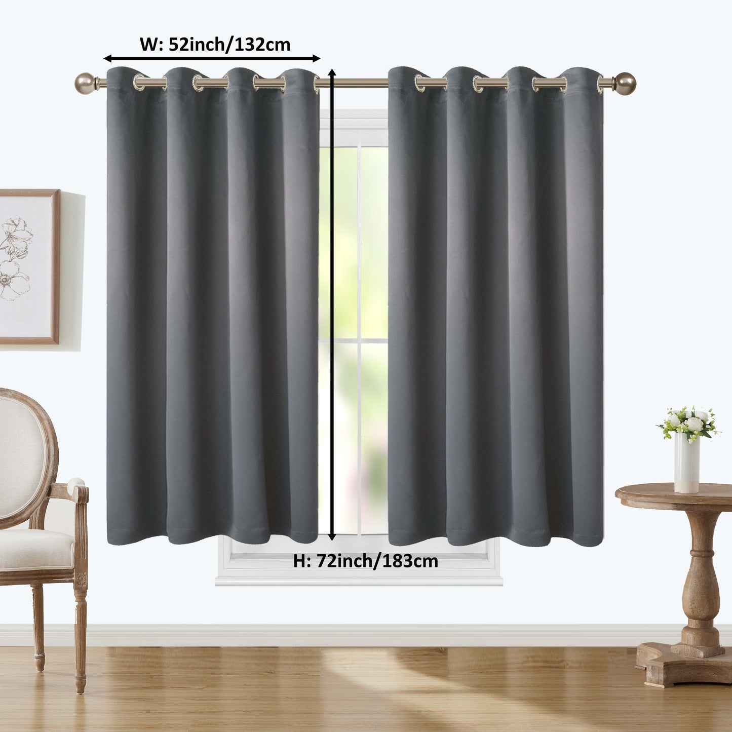 1 Panel Blackout Thermal Insulated Grommet Top Curtains Room Darkening For Bedroom, Light Blocking Drapes For Living Room Office Home Decor