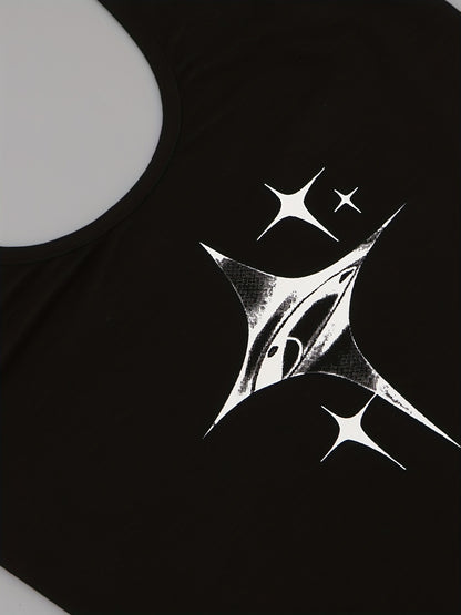 Sixsr Graphic Print Halter Top, Y2K Summer Sleeveless Top, Women's Clothing