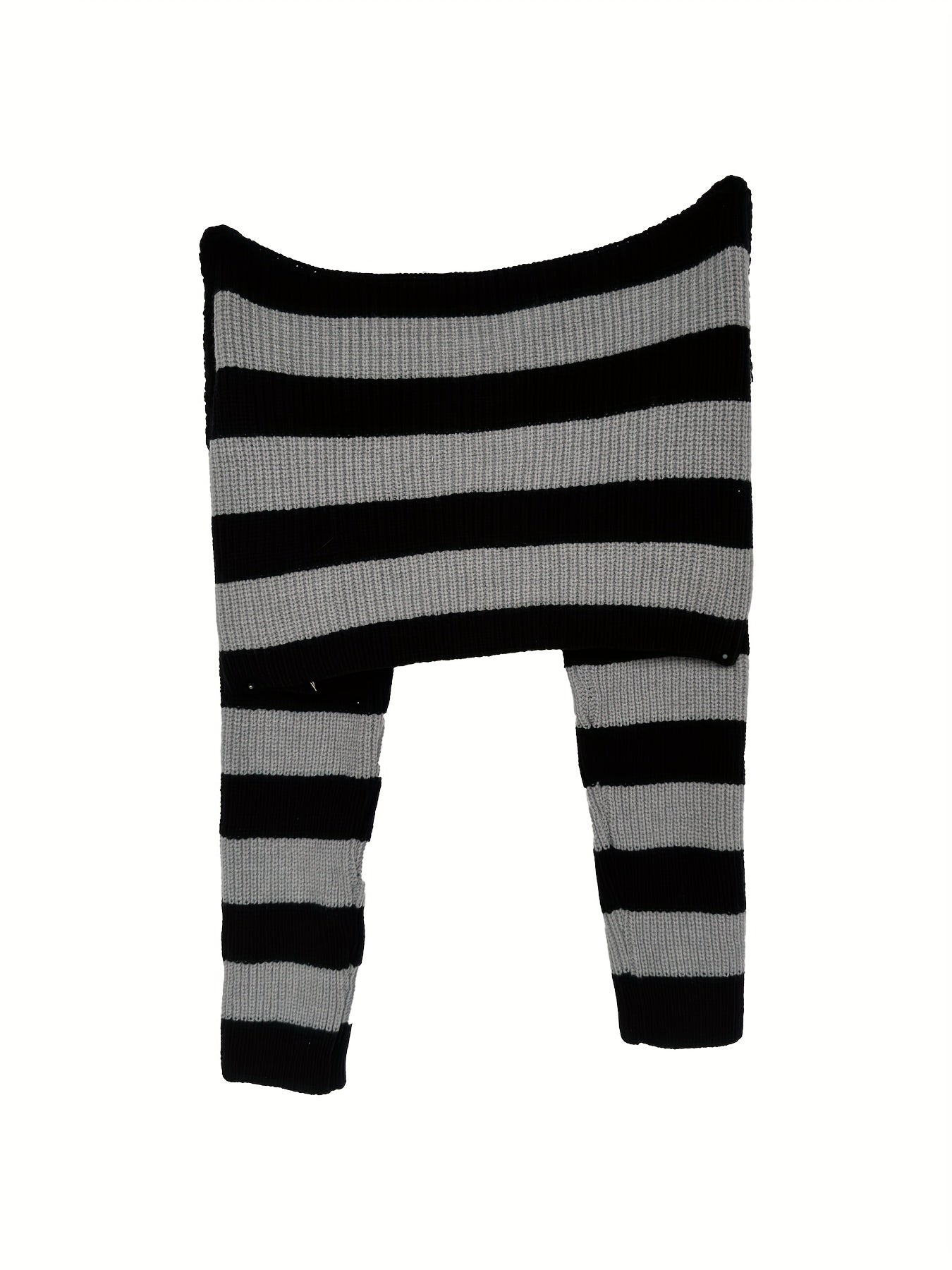 Sixsr Striped Off Shoulder Knitted Top, Casual Long Sleeve Crop Sweater For Spring & Fall, Women's Clothing