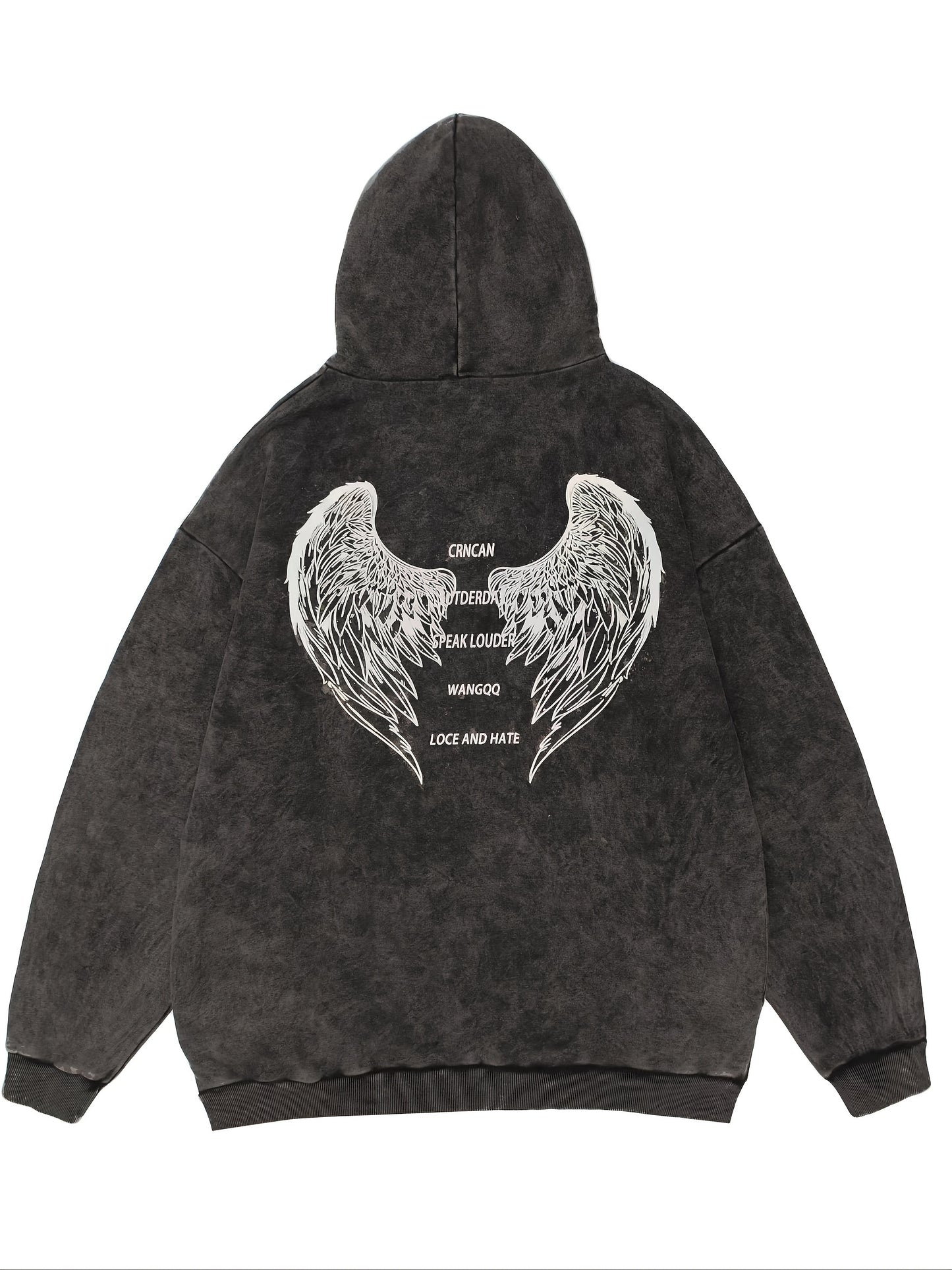 Sixsr Angel Wings & Letter Print Pullover Hoodie, Casual Long Sleeve Kangaroo Pocket Hoodie Sweatshirt, Women's Clothing