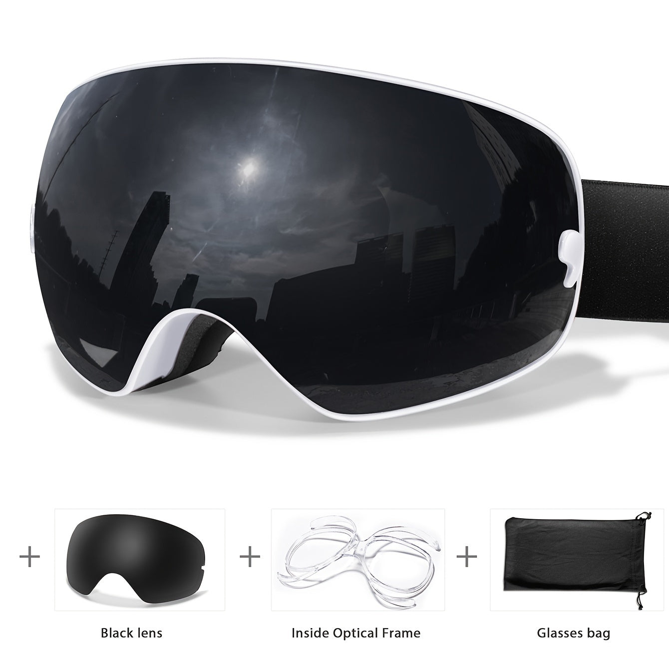 Youth Winter Ski Goggles Set with Bonus Black Lens - Anti-Fog, Protection, TPU Frame for Snowboarding & Outdoor Sports