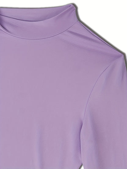 Sixsr Ruched Bodycon Drawstring Dress, Sexy Mock Neck Long Sleeve Dress, Women's Clothing