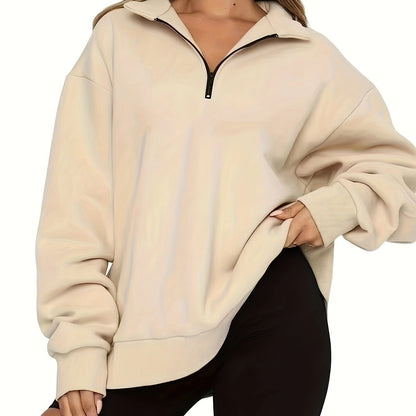 Sixsr Quarter Zip Pullover Sweatshirt, Casual Long Sleeve Lapel Sweatshirt For Fall & Winter, Women's Clothing