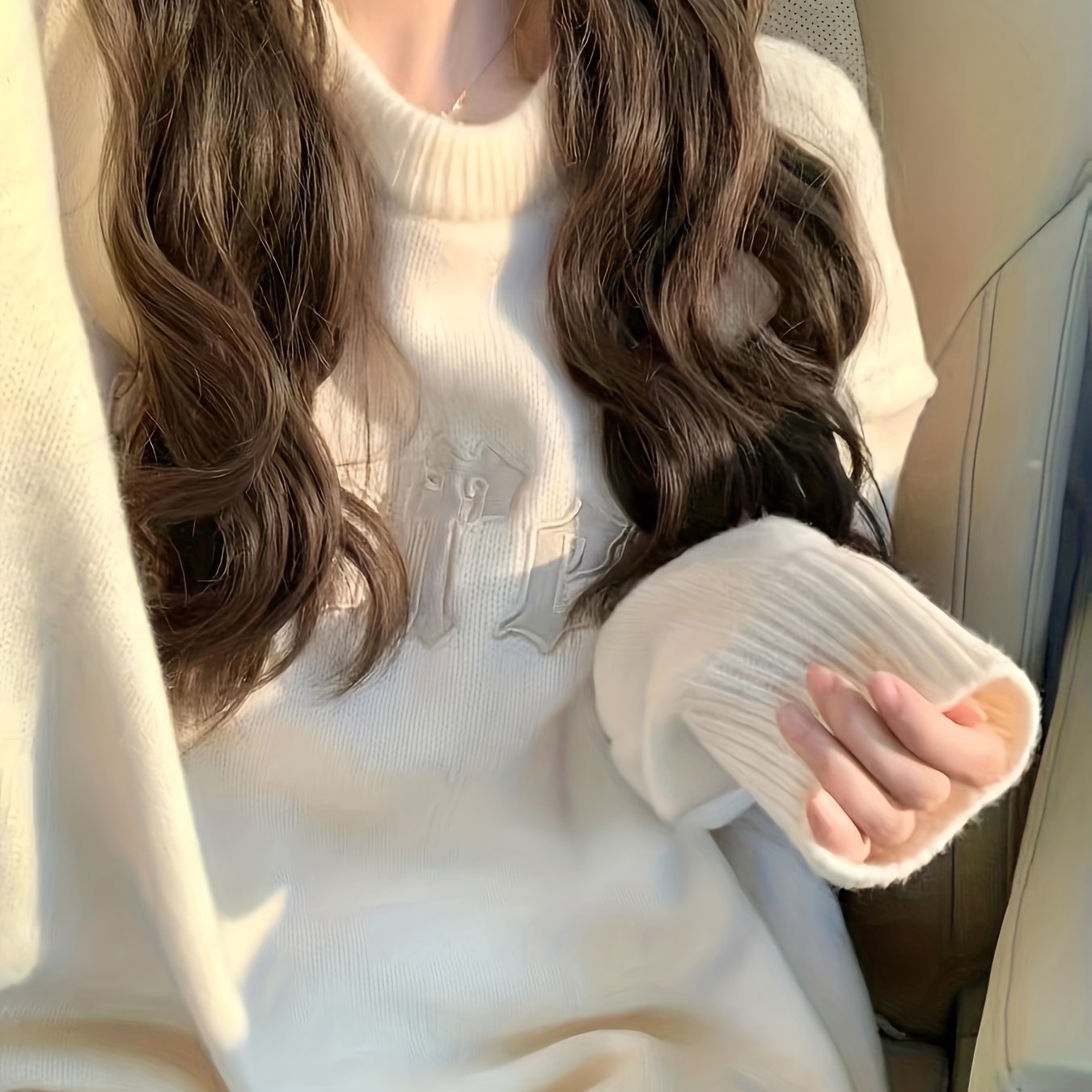 Sixsr Letter Pattern Crew Neck Pullover Sweater, Casual Long Sleeve Loose Slouchy Sweater, Women's Clothing