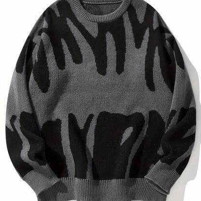 Sixsr Y2K Graphic Pattern Pullover Sweater, Crew Neck Long Sleeve Sweater, Women's Clothing