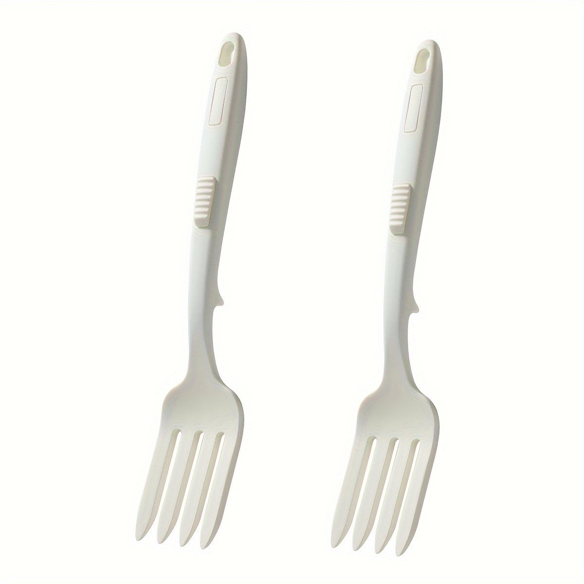 2-Piece, 11-Inch Premium Silicone Forks - Ultra-Non-Stick, Non-Slip, Extra-Long Handle, Comfortable Grip - Ideal for Chef, Pasta, Cooking, Frying, Baking, Kitchen Utensils, Kitchen Supplies, Back to School Essentials