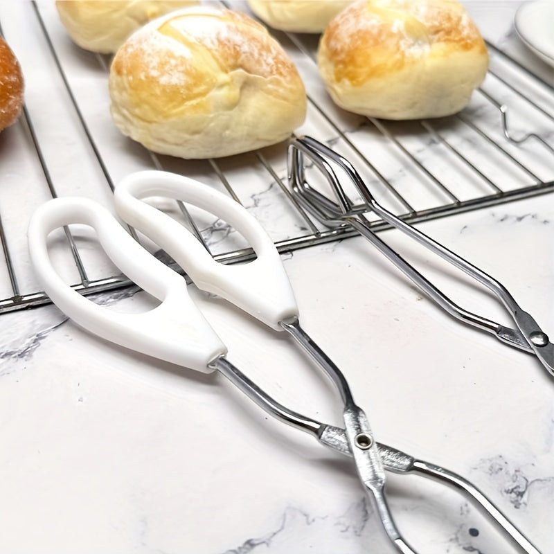 Stainless Steel Tongs for Cooking, Bread Serving, Charcoal Grill, Kitchen Food Clamp with Non-Slip Heat-Resistant Handles, Multipurpose Kitchen Utensil