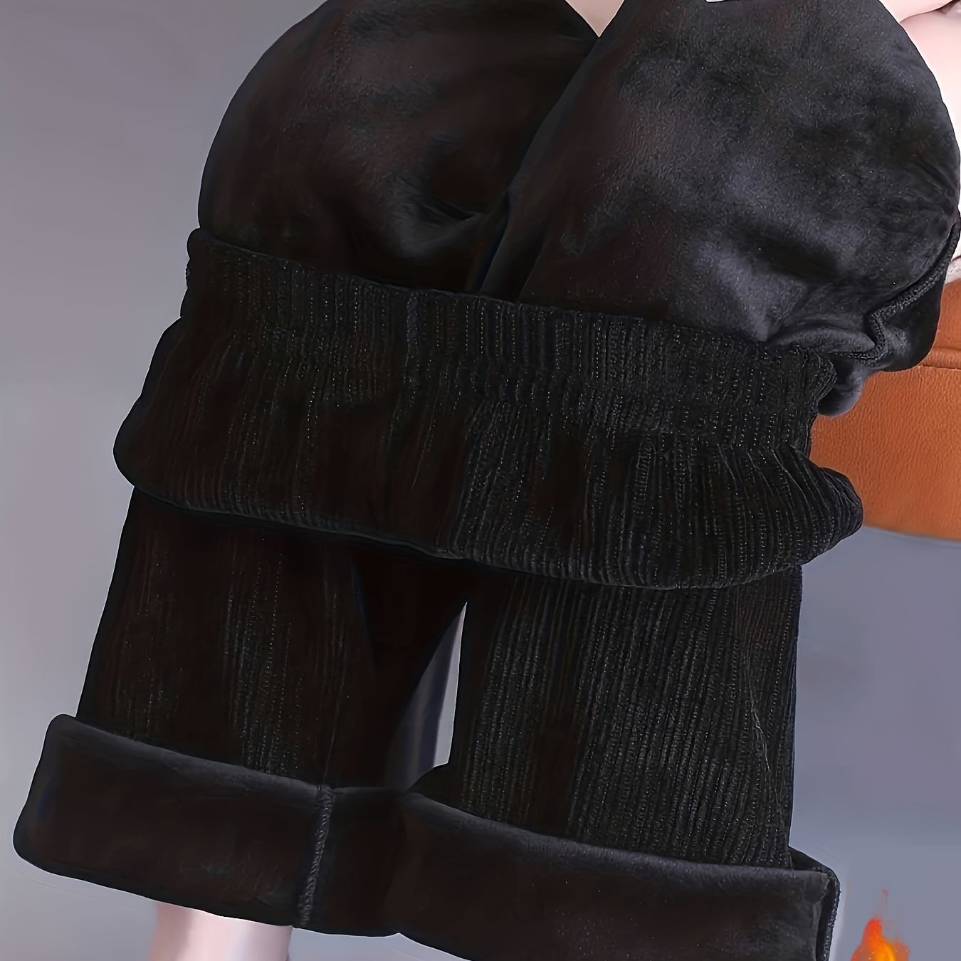 Sixsr Solid Fleece Straight Leg Pants, Casual High Waist Thermal Pants For Fall & Winter, Women's Clothing