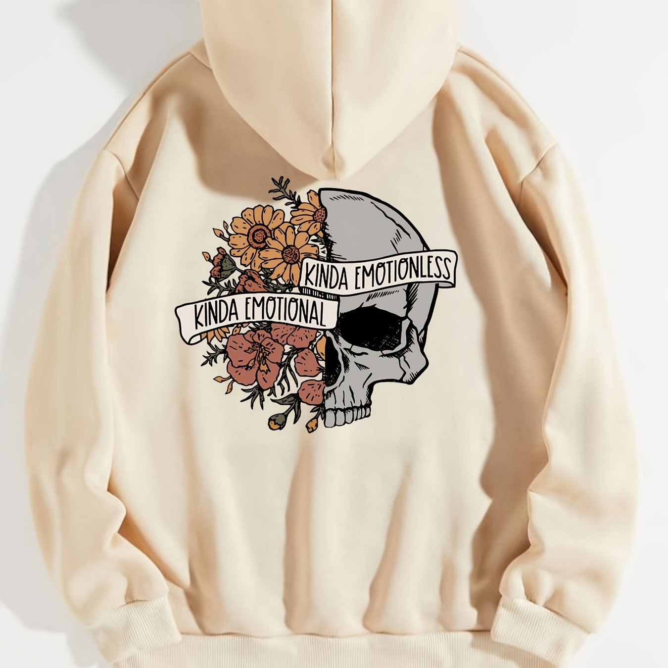 Sixsr Floral & Skull Print Hoodies, Drawstring Kangaroo Pocket Casual Sweatshirt For Winter & Fall, Women's Clothing