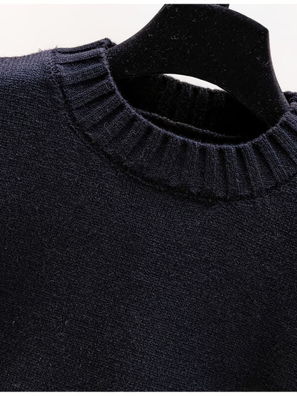 Sixsr Solid Button Sweater Vest, Crew Neck Sweater Vest For Fall & Winter, Women's Clothing