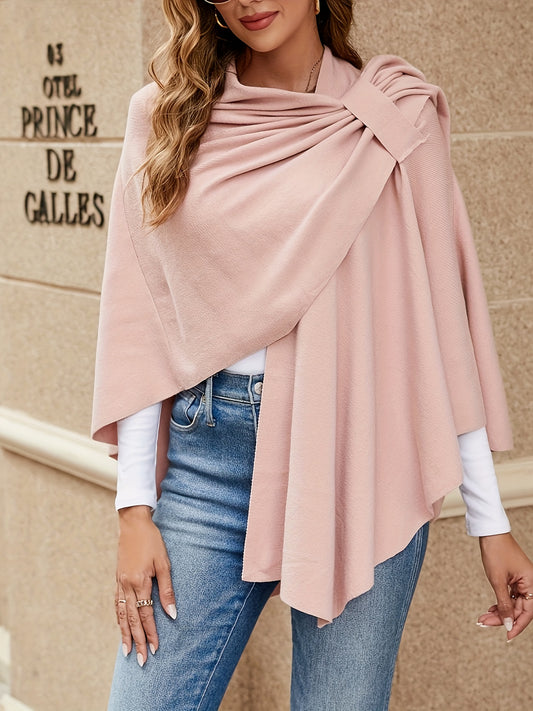 Sixsr Solid Open Front Shawl Tunics, Elegant Versatile Tunic Tops, Women's Clothing