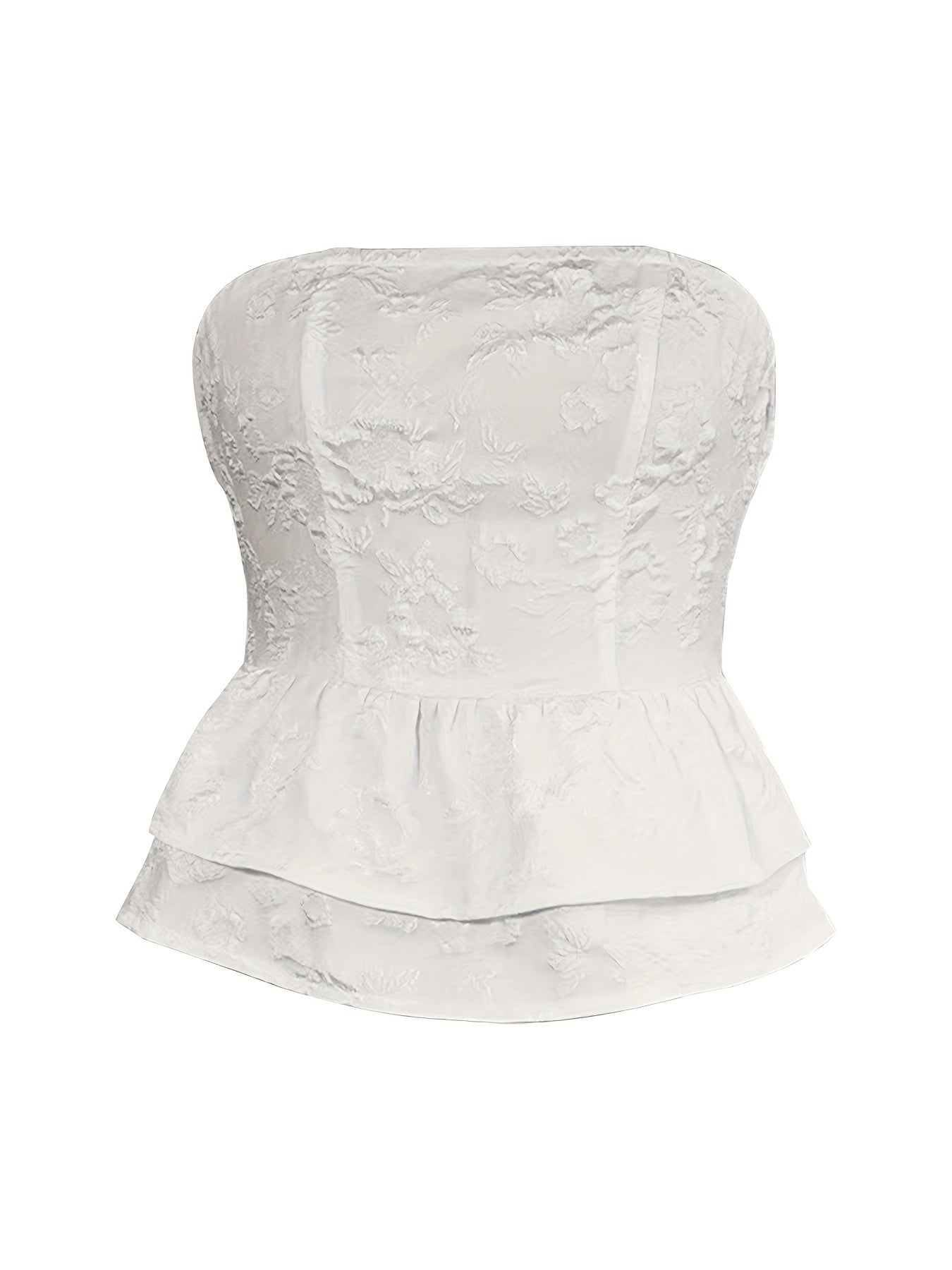 Solid Layered Hem Tube Top, Versatile Tie Back Strapless Top, Women's Clothing