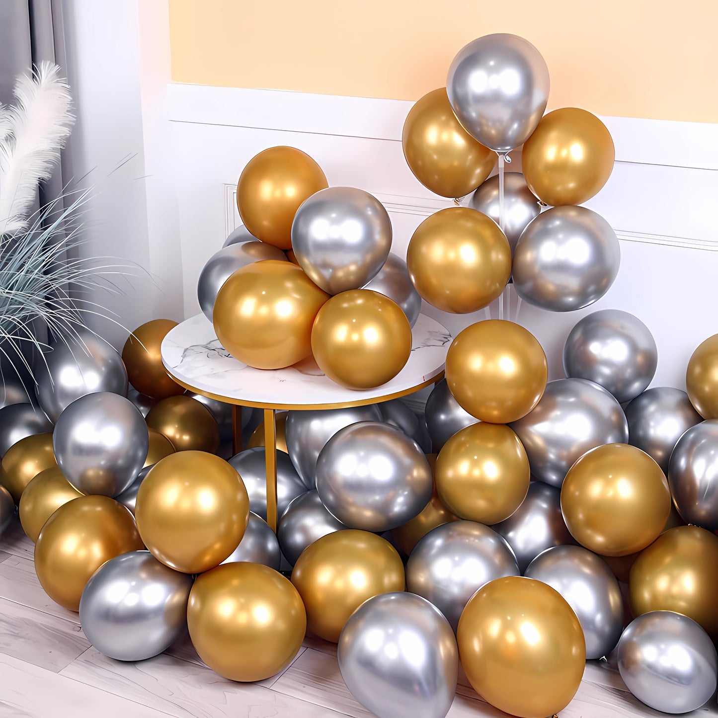 50PCS Shiny Chrome Metallic Balloons - Ideal for Wedding, Graduation, Birthday Parties & Easter Celebrations!