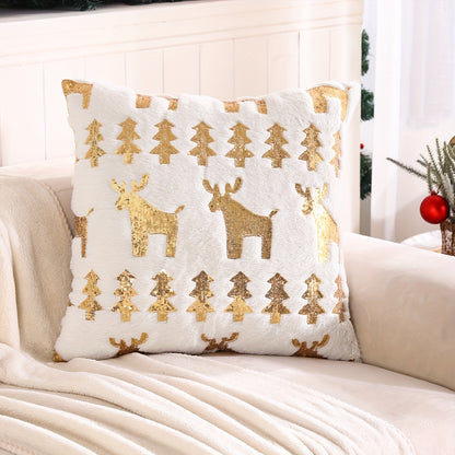 2pcs Snowflake Embroidery Christmas Throw Pillow Covers, Home Decor Throw Pillowcase for Bedroom, Living Room, Sofa, Car