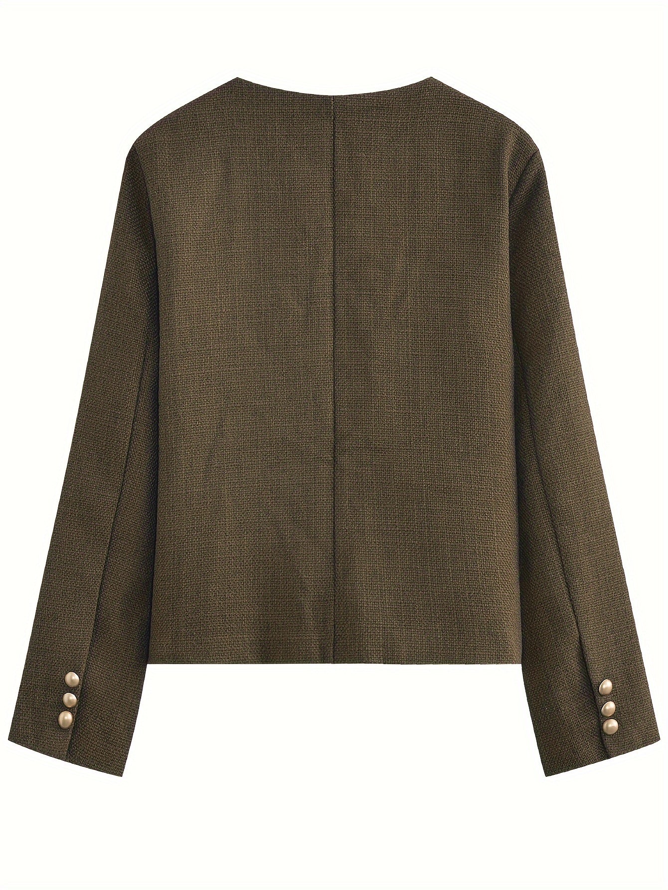 Sixsr Solid Single Breasted Elegant Jacket, Versatile Long Sleeve Outwear For Fall & Winter, Women's Clothing