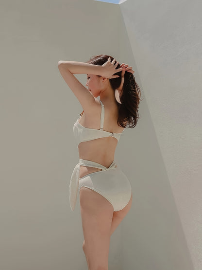 Sixsr  Solid Color One-piece Swimsuit, Cut Out Strap High Cut Bathing Suits, Women's Swimwear & Clothing