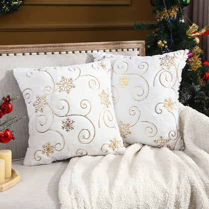 2pcs Snowflake Embroidery Christmas Throw Pillow Covers, Home Decor Throw Pillowcase for Bedroom, Living Room, Sofa, Car