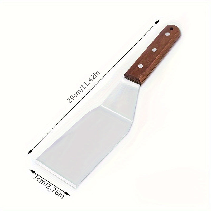 Stainless Steel Bakeware Set with Wooden Handle, Mirror Polished, Smooth Edge, Easy to Clean - Durable Kitchen Tools for Baking, Grilling, Stirring - Metal Utensil Set Ideal for Christmas, Halloween, Thanksgiving