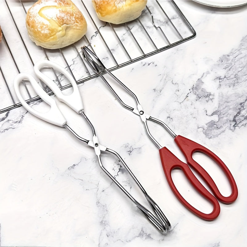 Stainless Steel Tongs for Cooking, Bread Serving, Charcoal Grill, Kitchen Food Clamp with Non-Slip Heat-Resistant Handles, Multipurpose Kitchen Utensil