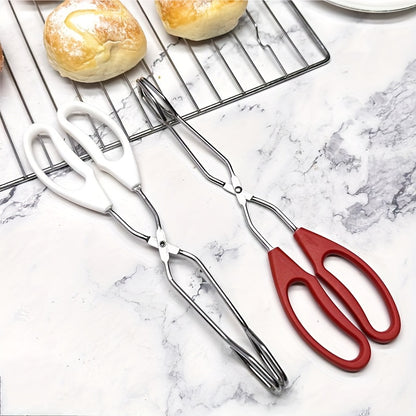 Stainless Steel Tongs for Cooking, Bread Serving, Charcoal Grill, Kitchen Food Clamp with Non-Slip Heat-Resistant Handles, Multipurpose Kitchen Utensil