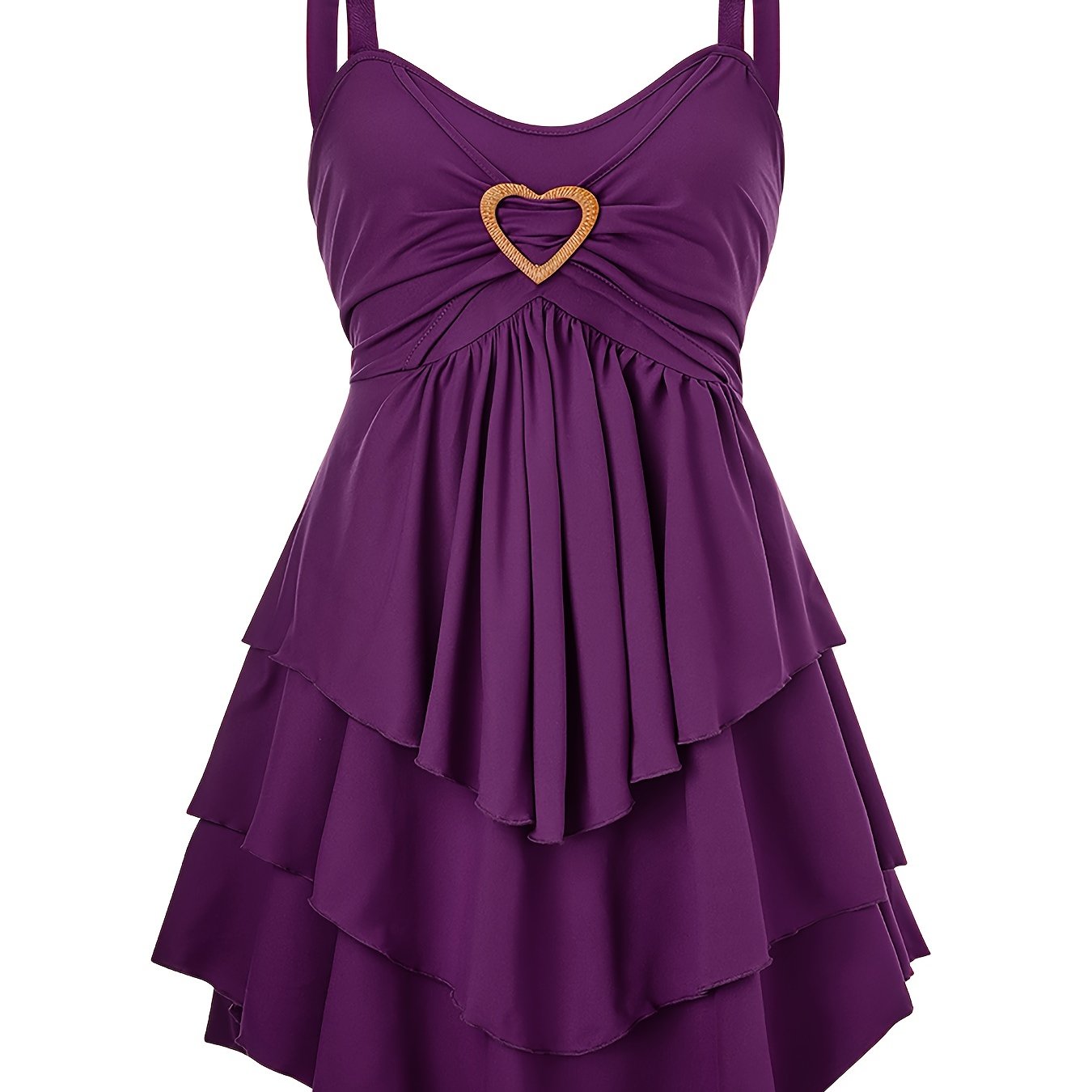 Women's Plus Size Elegant Dress with Sweetheart Neckline and Ruched Layered Hem - Perfect for Special Occasions