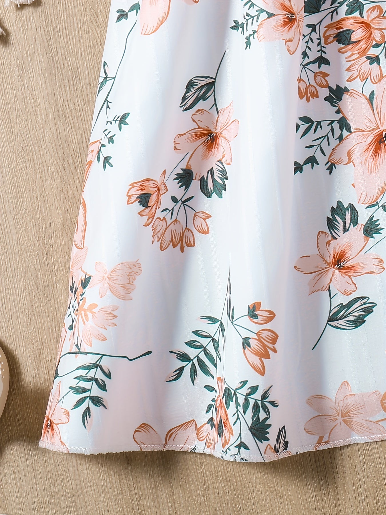 Sweet Girls Flora Print 2pcs Set Ruffle Trim Cami Top + Skirt With Belt Set For Spring Summer Party