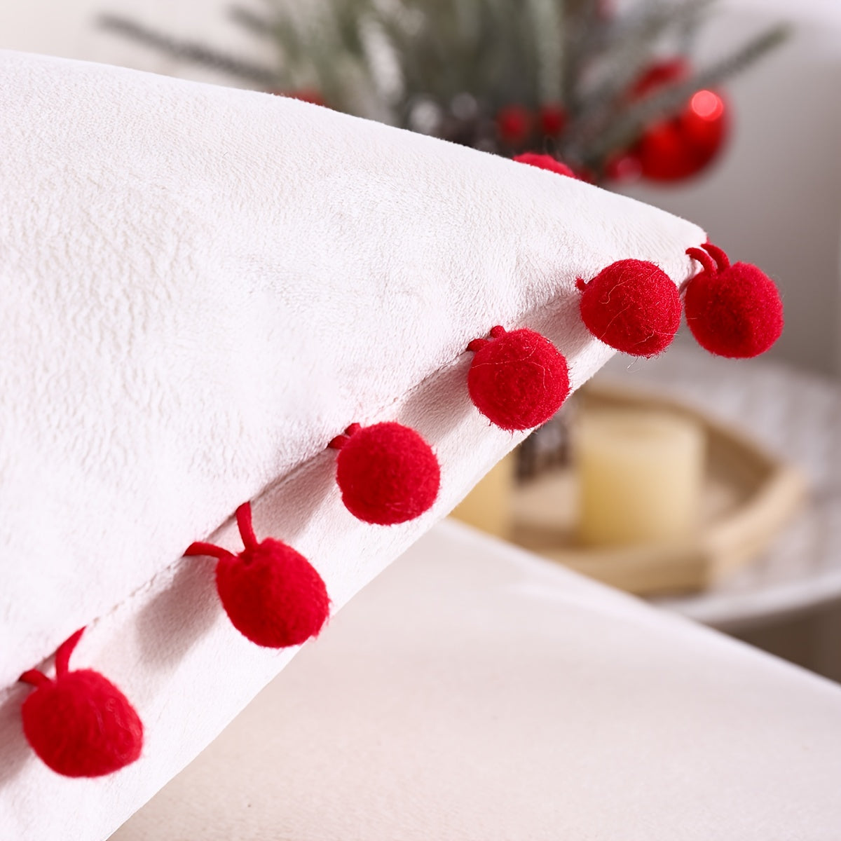 2pcs Tassel Embroidery Christmas Tree Throw Pillow Covers, Home Decor Pillowcase for Bedroom Living Room Sofa Car