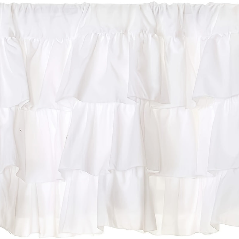 1PC Soft White Ruffle Farmhouse Tier Curtain - Rustic Country Tiered Ruffles Valance for Windows Kitchen Home Decor - Elegant, Easy-Care, and Durable Fabric