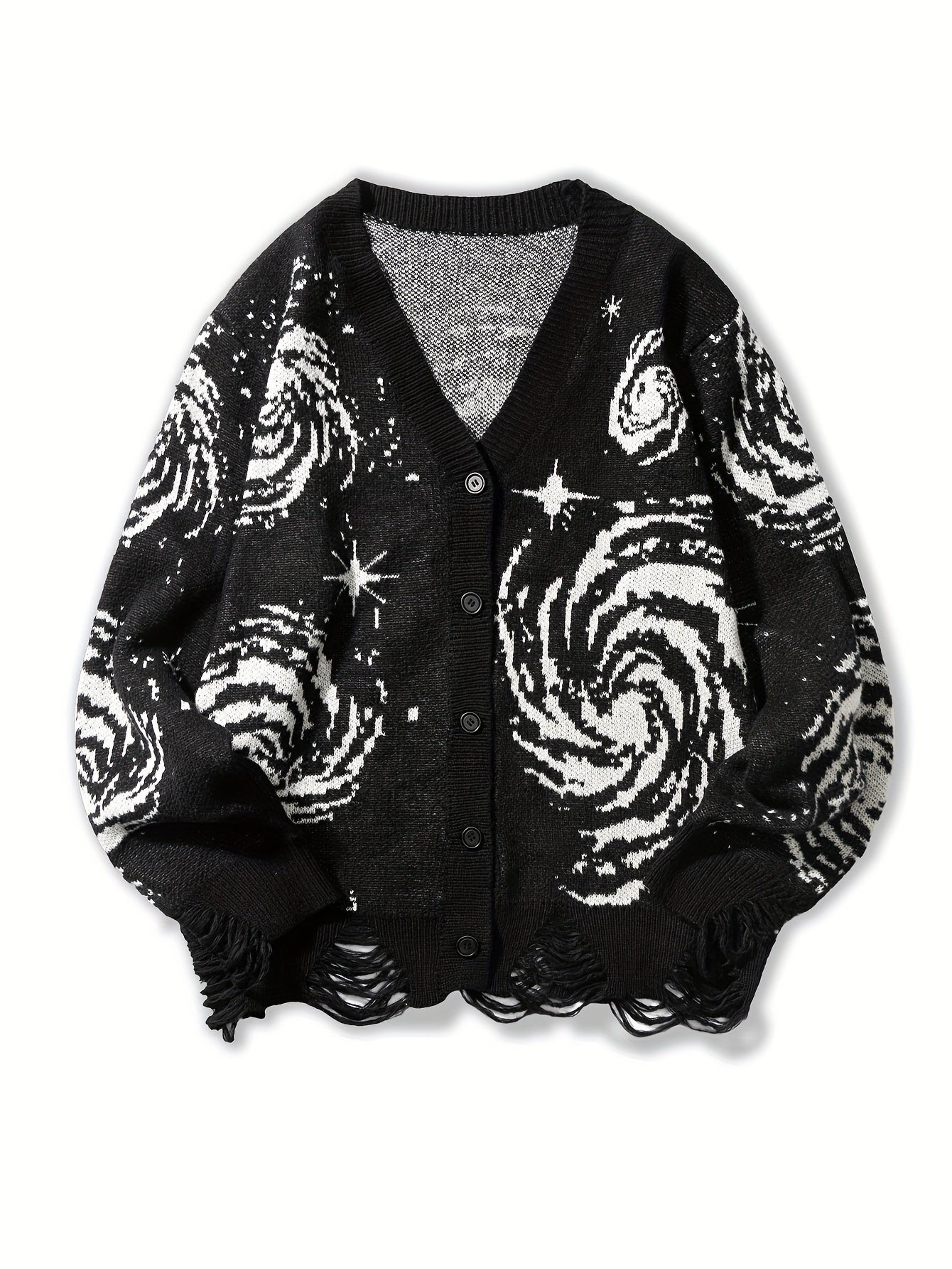 Sixsr Elegant Slightly Stretch Cardigan Coat, Men's Casual Vintage Style V Neck Button Up Cardigan For Fall Winter