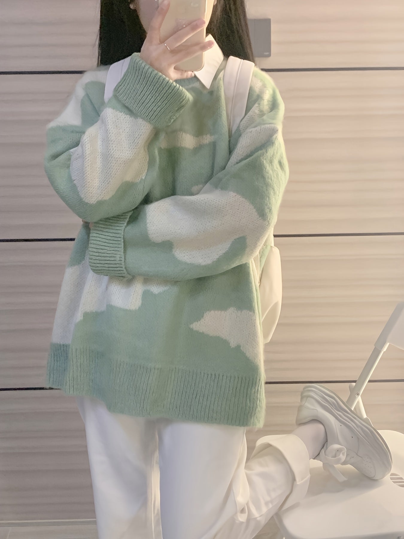 Sixsr Color Block Knitted Pullover Sweater, Casual Long Sleeve Sweater For Fall & Winter, Women's Clothing