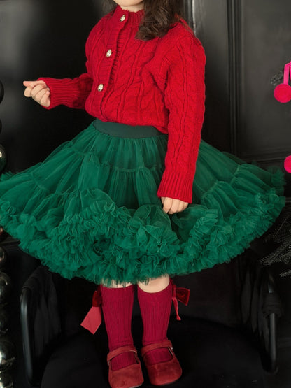 Charming Green Tutu Skirt for Girls - Cute Ballet Princess Mesh Layered Skirt, Perfect for Christmas & Birthday Gifts