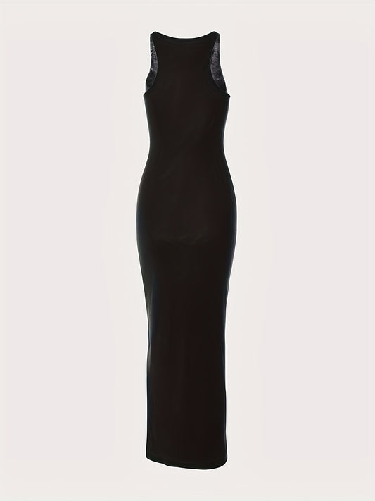 Sixsr Solid Bodycon Dress, Sexy Sleeveless Maxi Party Club Dress, Women's Clothing