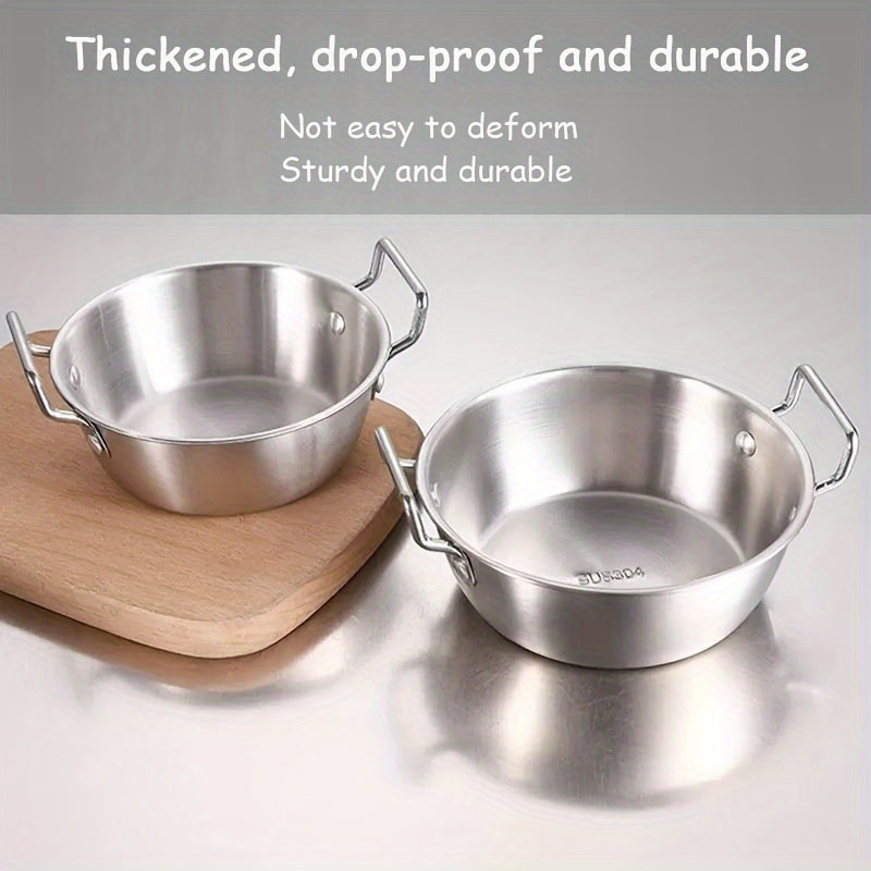 Stainless Steel Snack Bowl Set of 1, Ramen Bowl, Luxurious Tableware Serving Bowl, Soup Bowl, Condiment Dish, Double Handle Sake Bowl, Dishwasher Safe, Use without Power