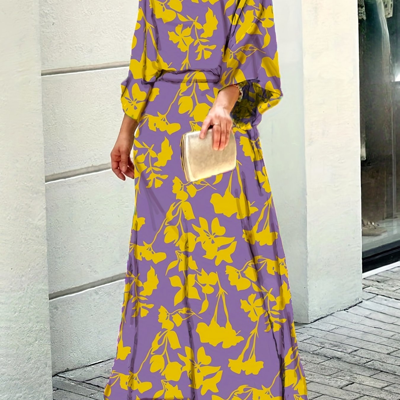 two-piece Geometric Print Maxi Skirt & Loose Long Sleeve Top Set for Women - Perfect for Spring & Fall Outfits