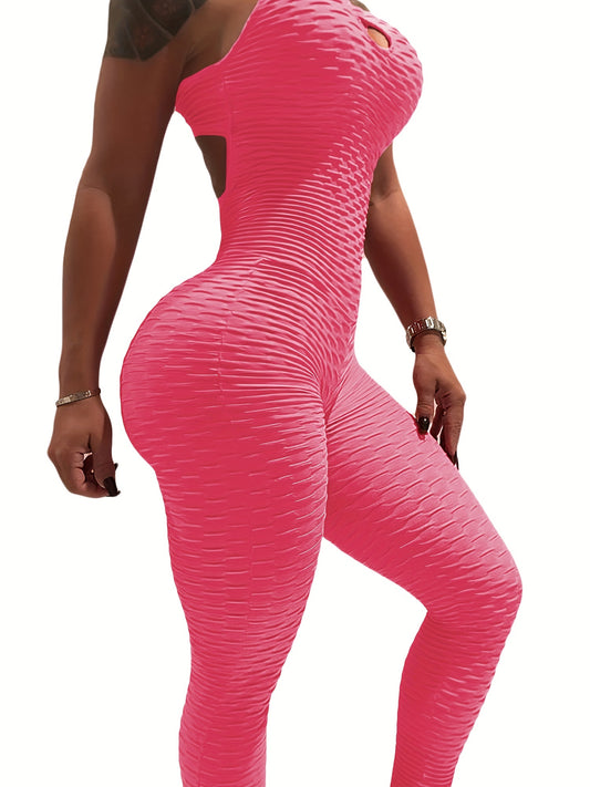 Sixsr Sexy Halter Neck  Breathable Jumpsuit, Butt Lifting Tummy Control Yoga Bodysuit For Women, Women's Activewear