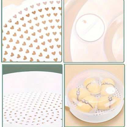 Multi-Tier Microwave Steamer Set - Stackable Double Boilers with Steaming Plate Inserts, BPA-Free PP Material, Power-Free Cooking - High Heat Resistant Microwave Steamers for Vegetables, Meats, Dumplings