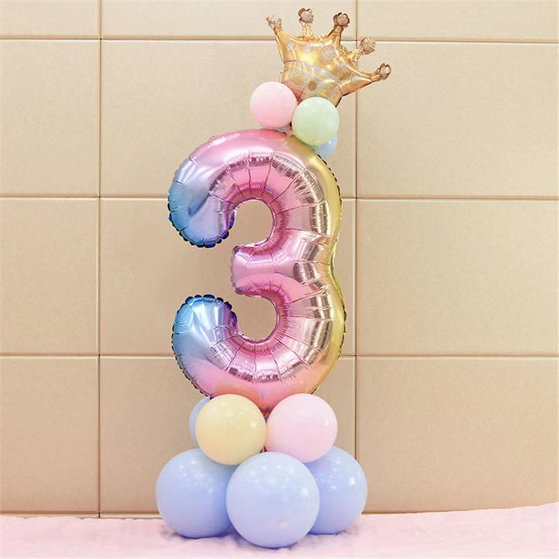 40-Inch Giant Rainbow Number Balloons 0-9 - Vibrant, Helium-Filled, Aluminum Foil Polyester Film - Perfect for Birthday, Fantasy, Anniversary, and Commemorative Celebrations