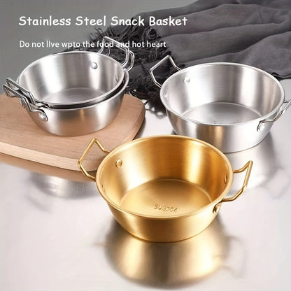 Stainless Steel Snack Bowl Set of 1, Ramen Bowl, Luxurious Tableware Serving Bowl, Soup Bowl, Condiment Dish, Double Handle Sake Bowl, Dishwasher Safe, Use without Power