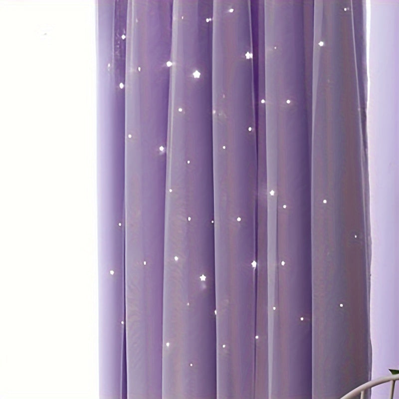 Twin-Layer Modern Star Hollow Curtains - Soft, Breathable, Light-Blocking, Thermal Insulated, Stylish Decor for Living Room, Bedroom, Study Room, and Home Office