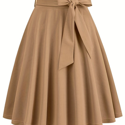 Retro A-line Skirt, Bowknot Front Skirt For Party, Performance, Every Day, Women's Clothing