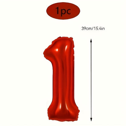 1pc, 16in Large Red Foil Number Balloon for Happy Birthday Party Decoration, Scene Decor, and Holiday Accessory