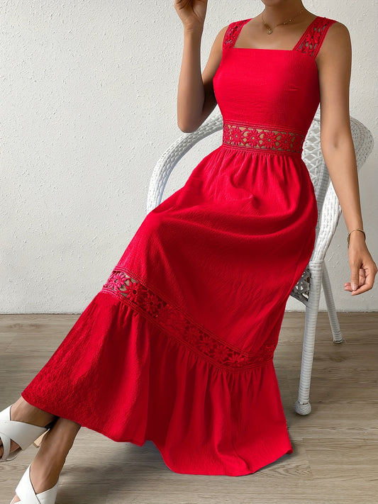 Sixsr Women's Bridesmaid Dresses Elegant Casual Solid Hollow Fashion Summer Bohemian Long Dress, Women's Clothing