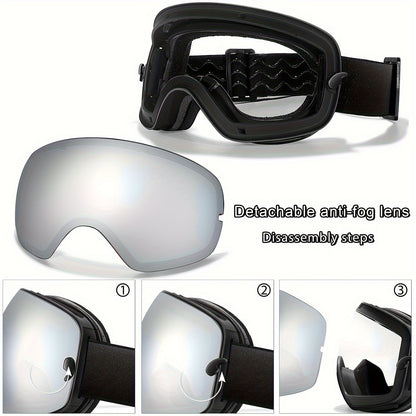 Unisex Adult Ski Goggles Set with Replacement Mirrored Lenses, Anti-Fog UV Protection, TPU Frame, Sponge Material, for Snowboarding, Skiing, Snowmobiling - Includes Bag, Frame, Lenses - Ideal for Outdoor Winter Sports Activities